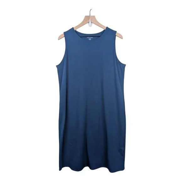 Eileen Fisher | Organic Pima Cotton Stretch Jersey Tank Dress | Large - Picture 4 of 10
